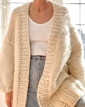 Pre Loved BOZIDARA Hand Knit Cream Shoulder Detail Cardigan