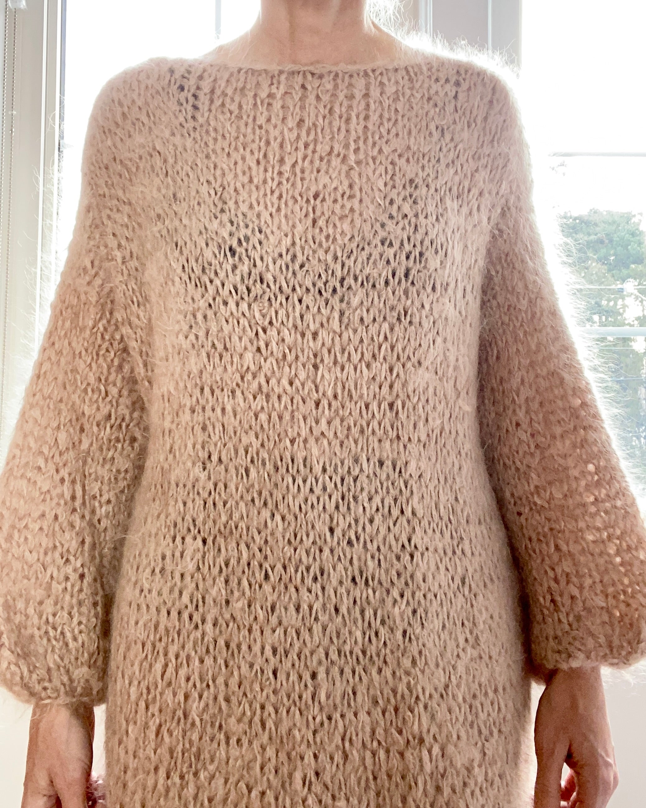 BOZIDARA Hand Knit Taupe Dress Tunic One Size