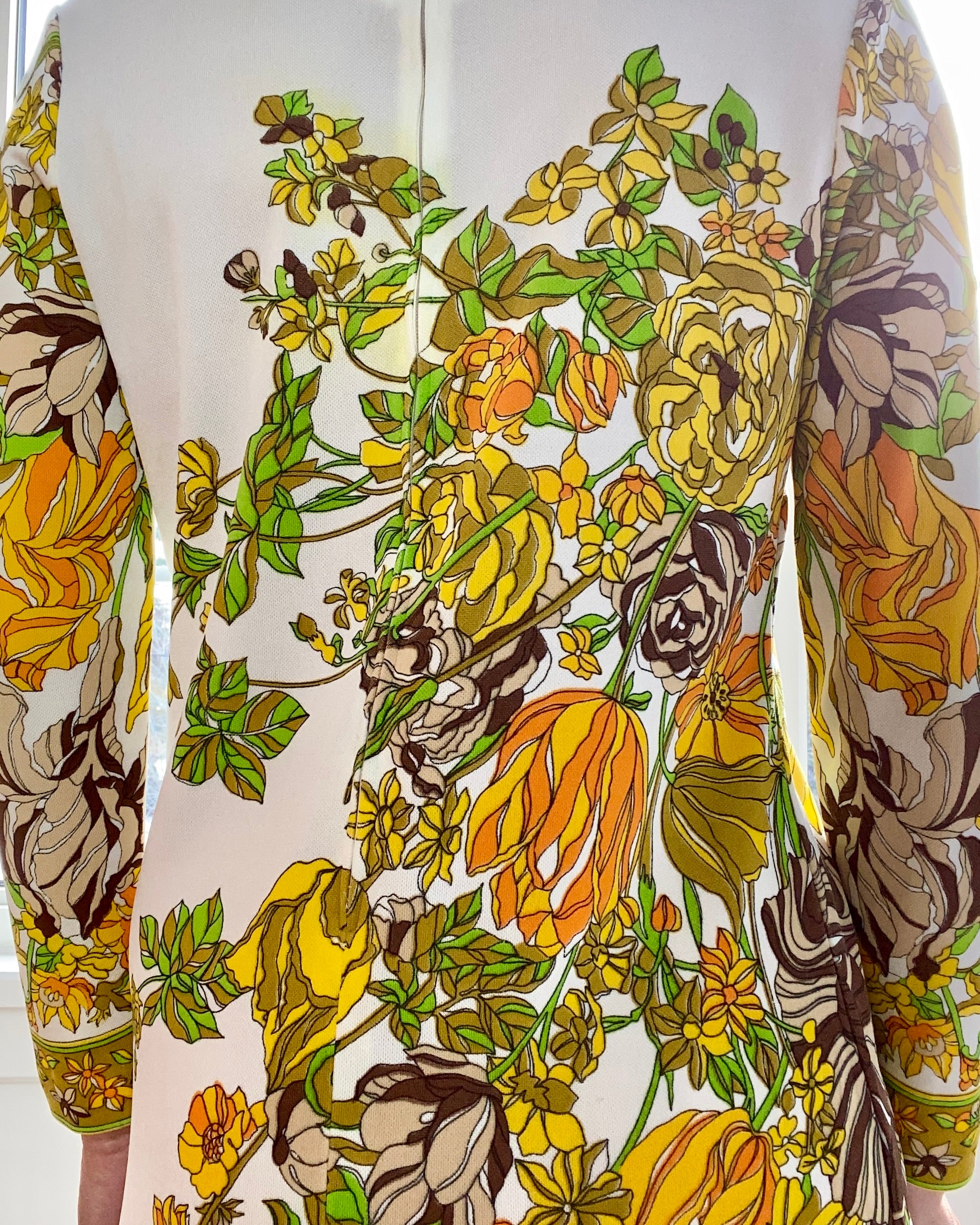 VINTAGE 1960s Mr.Dino Botanical Jersey Dress