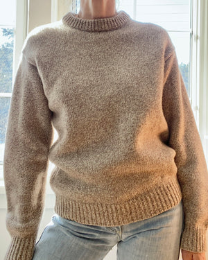 VINTAGE LLBEAN Oatmeal Melange Wool Crew Neck Sweater