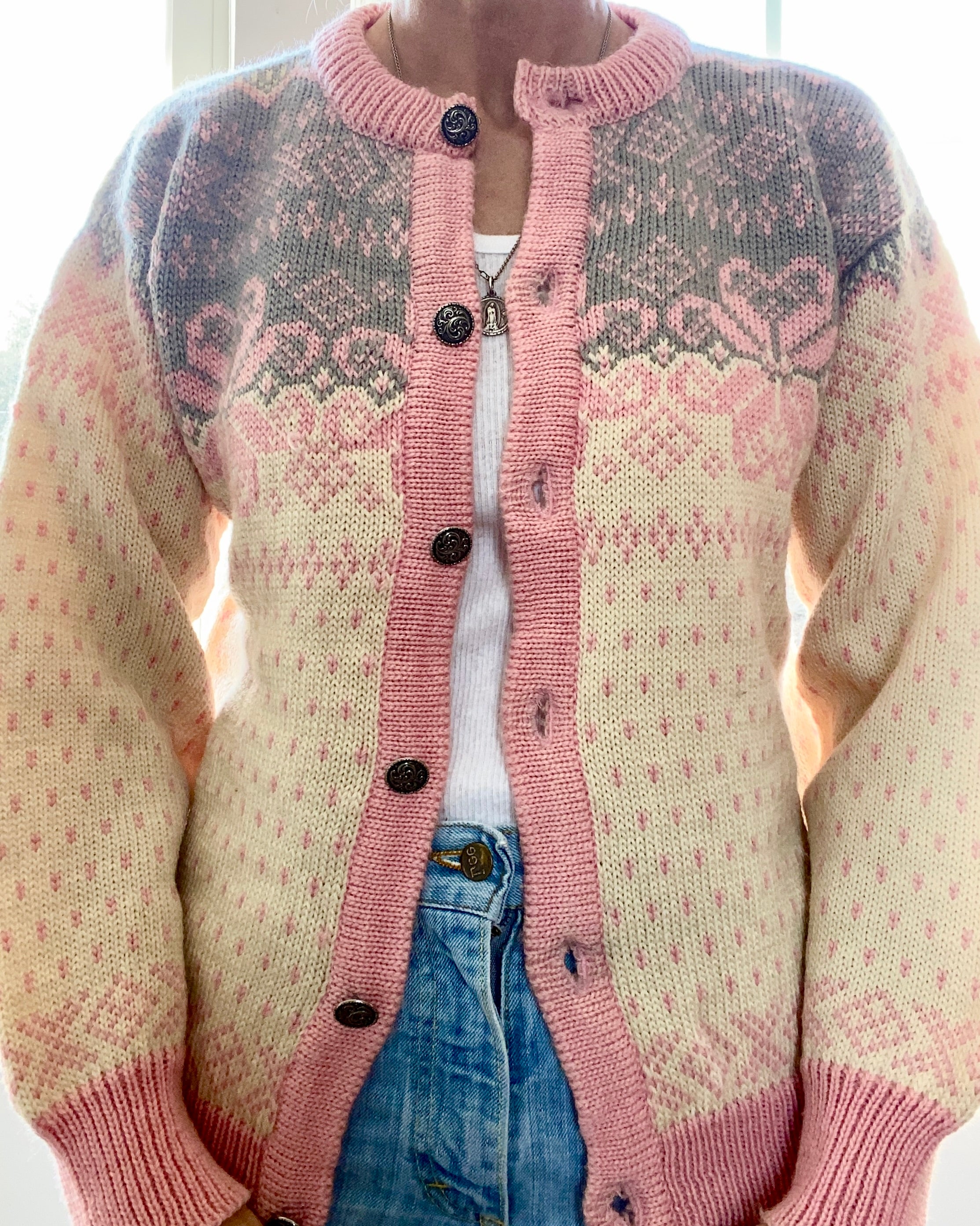 Vintage DALE of Norway Norwegian Fair Isle Cardigan Sweater M