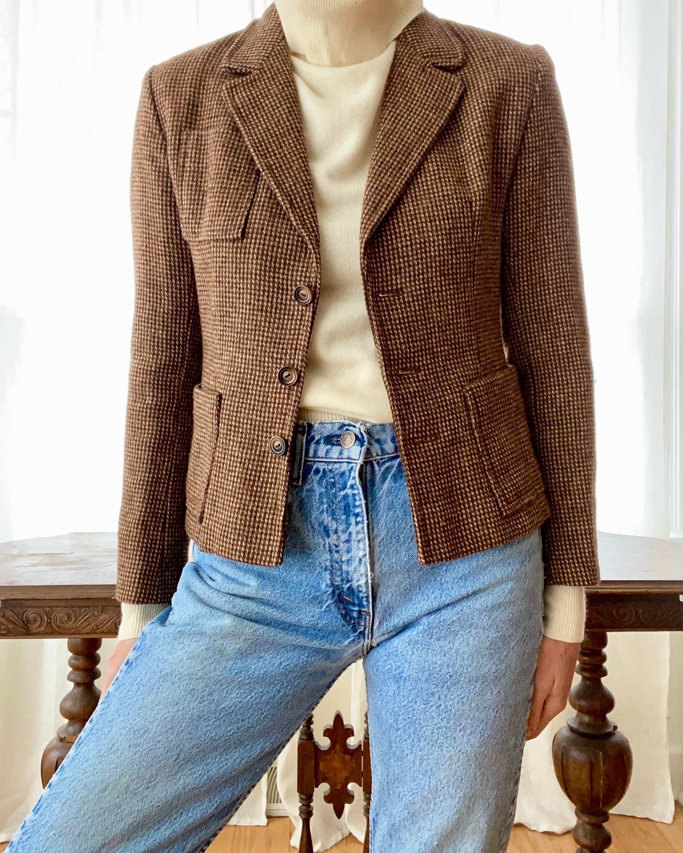 Vintage Vogue American Designer Collection Tweed Riding Jacket S