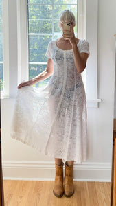 VINTAGE White Lace Midi Dress