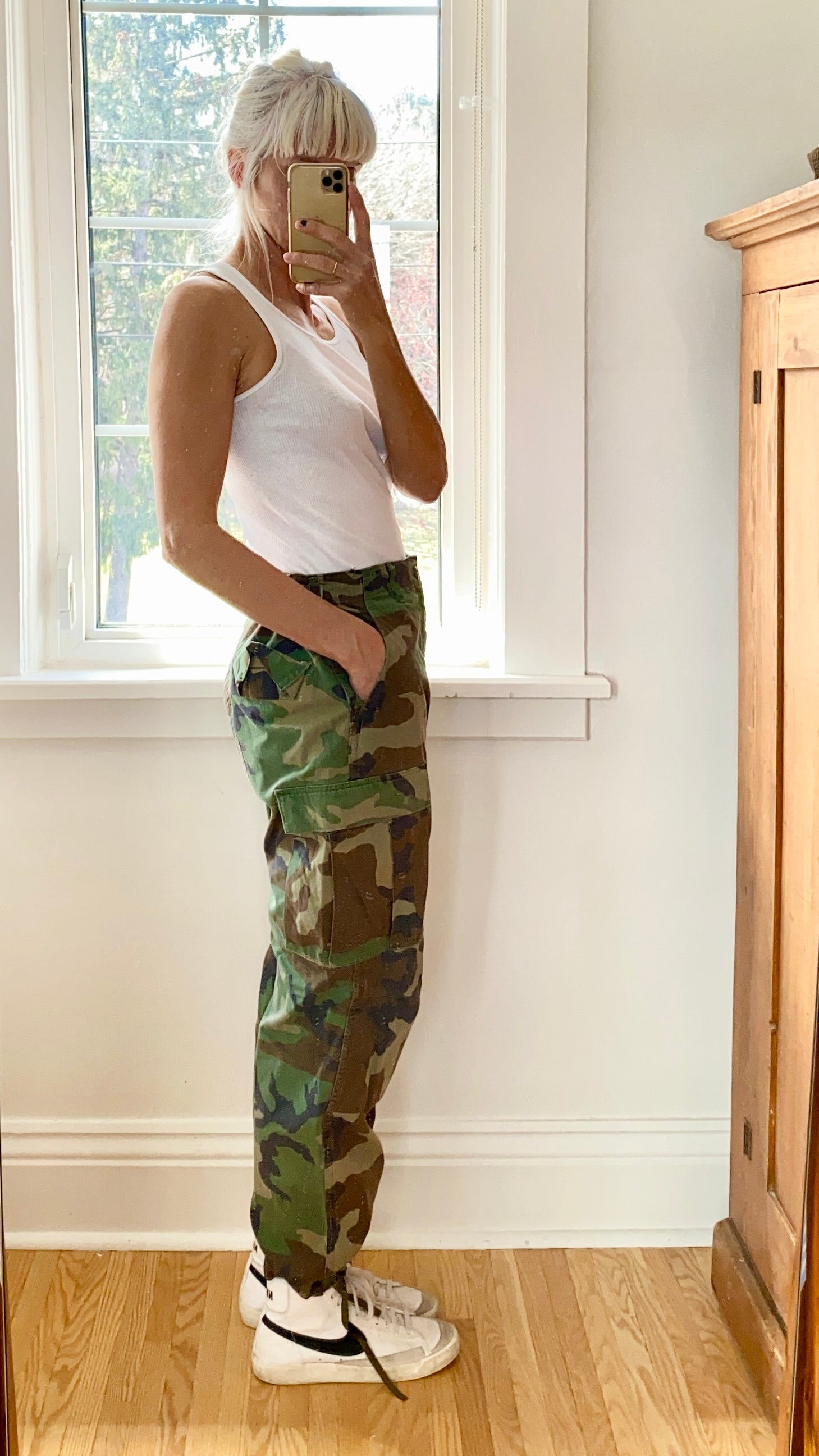 Vintage US Army Military Woodland Camouflage Cargo Pants Size 31