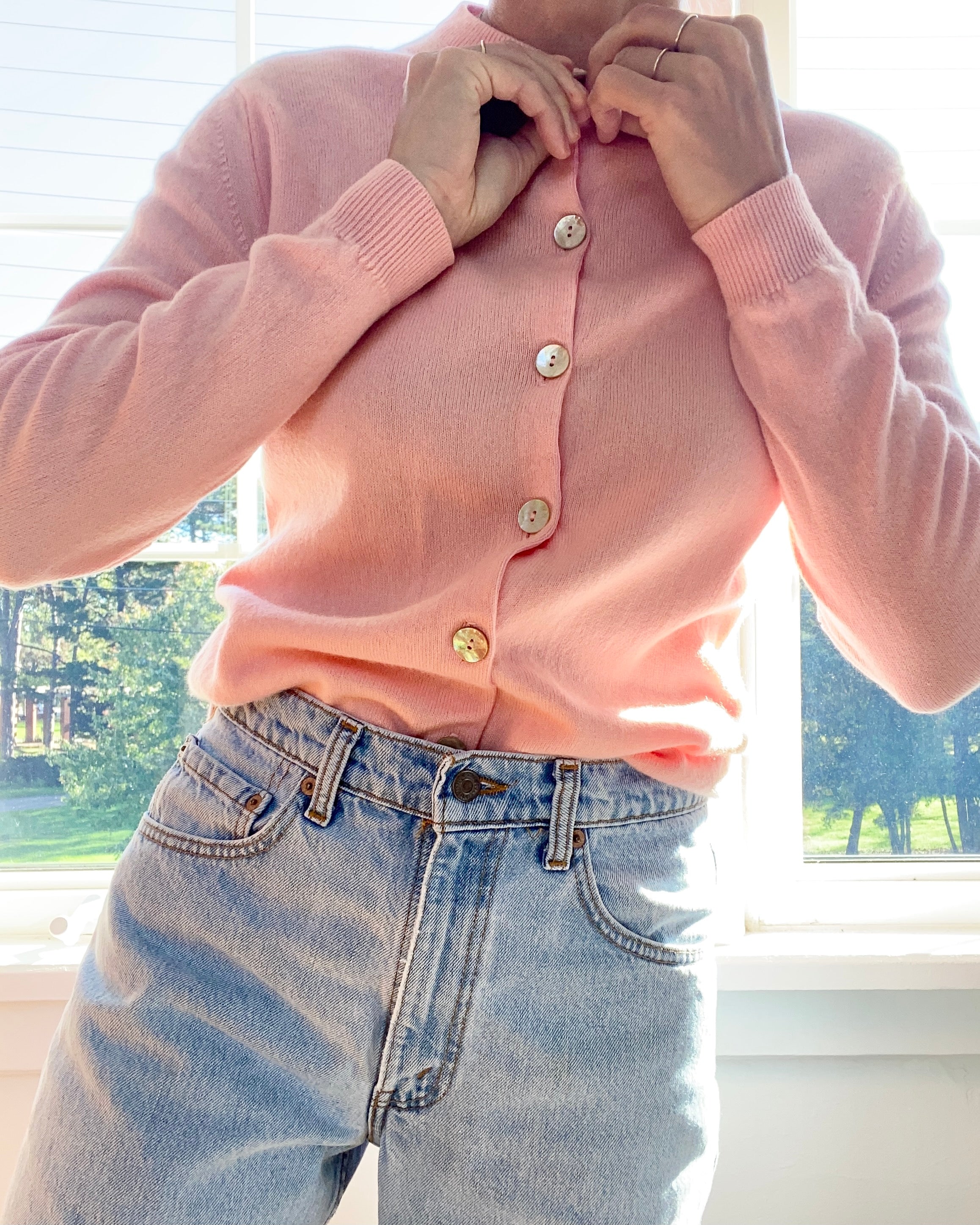 Vintage JACQUES DE LOUX Pink Cashmere Cardigan