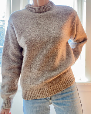 VINTAGE LLBEAN Oatmeal Melange Wool Crew Neck Sweater