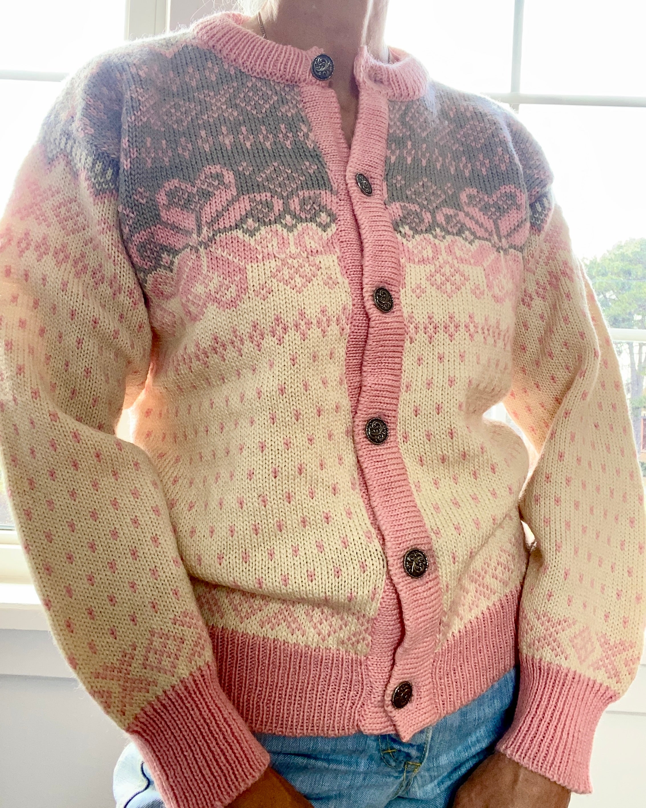 Vintage DALE of Norway Norwegian Fair Isle Cardigan Sweater M