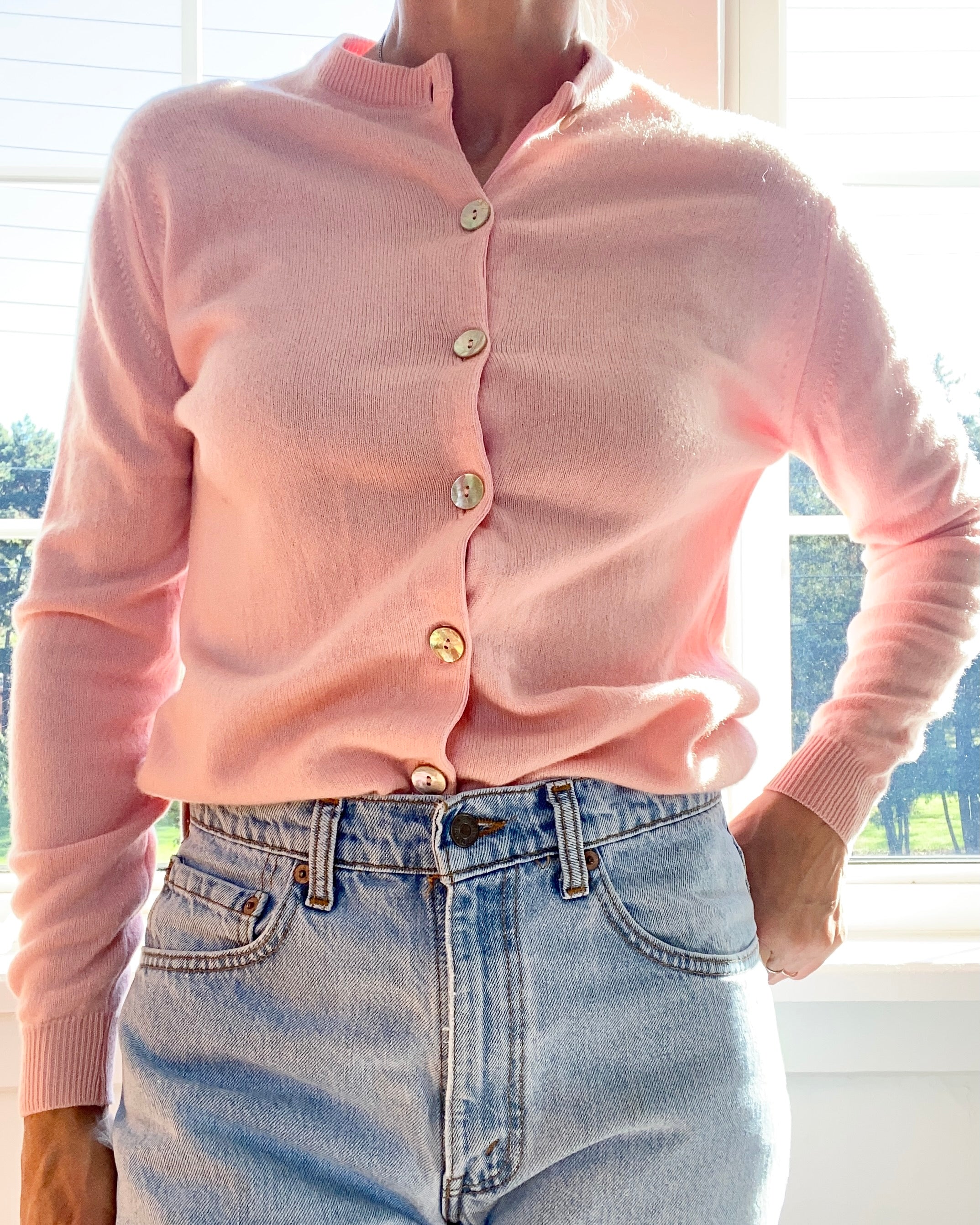 Vintage JACQUES DE LOUX Pink Cashmere Cardigan
