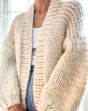 Pre Loved BOZIDARA Hand Knit Cream Shoulder Detail Cardigan