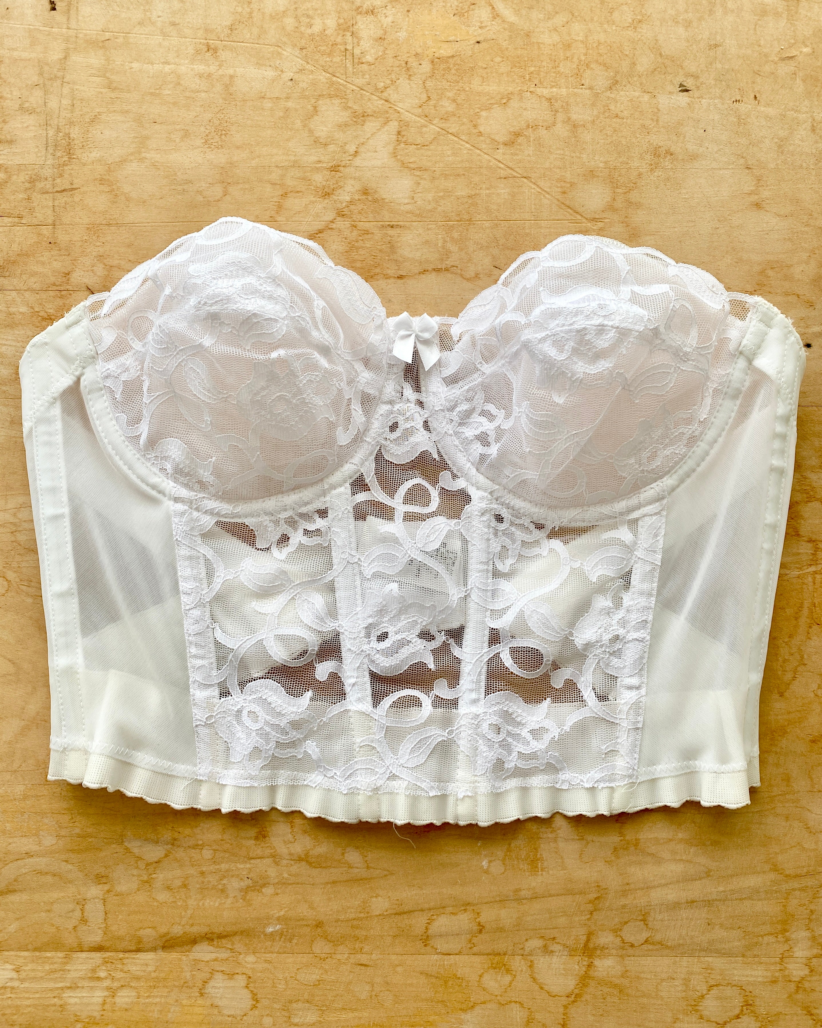 VINTAGE White Lace Bustier Corset 36C or 36B