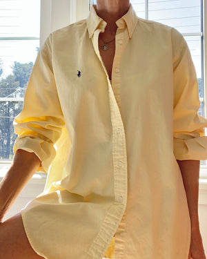 Vintage Ralph Lauren Mens Flannel Oxford Twill Yellow Shirt