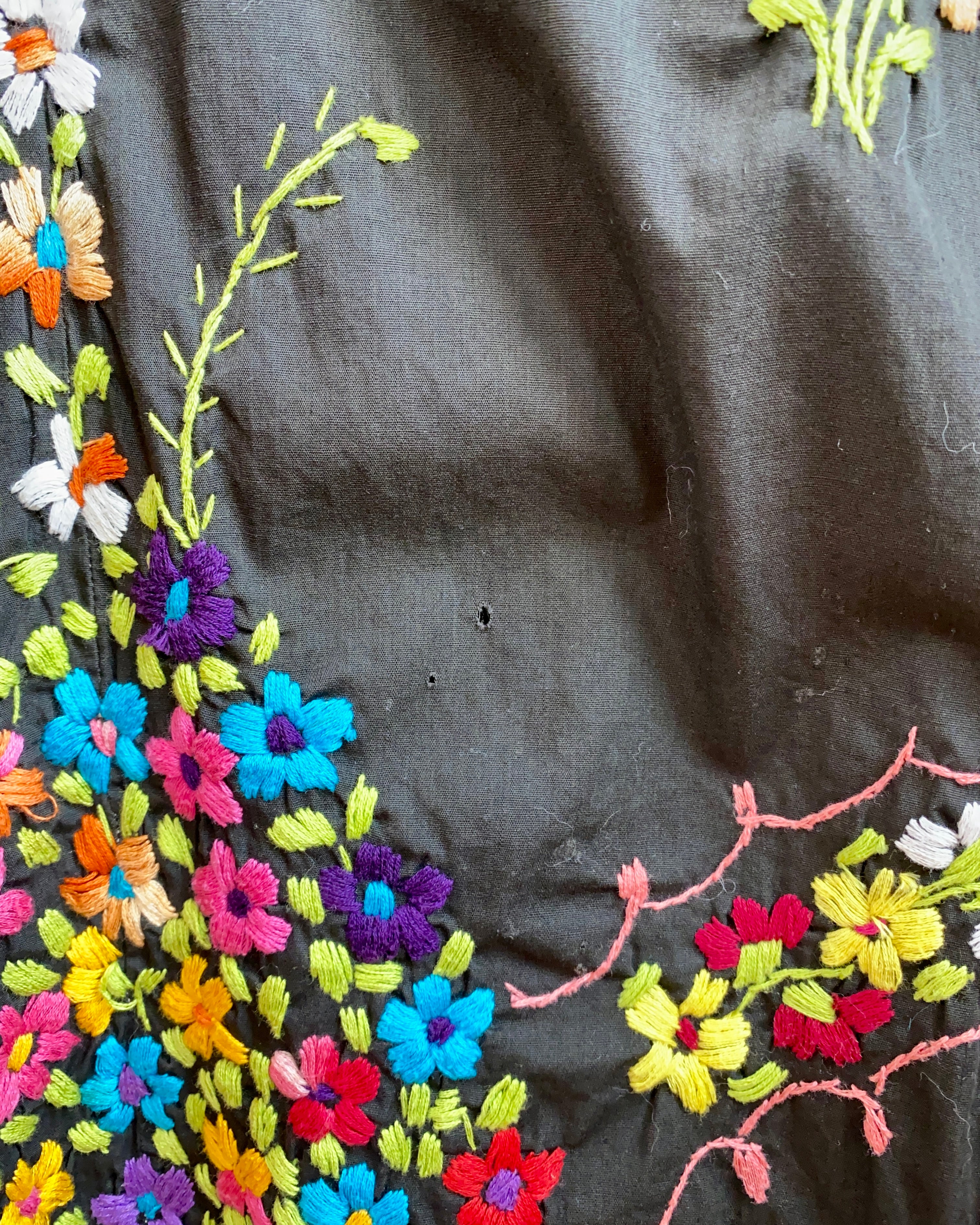 Vintage Mexican Embroidered Black Dress