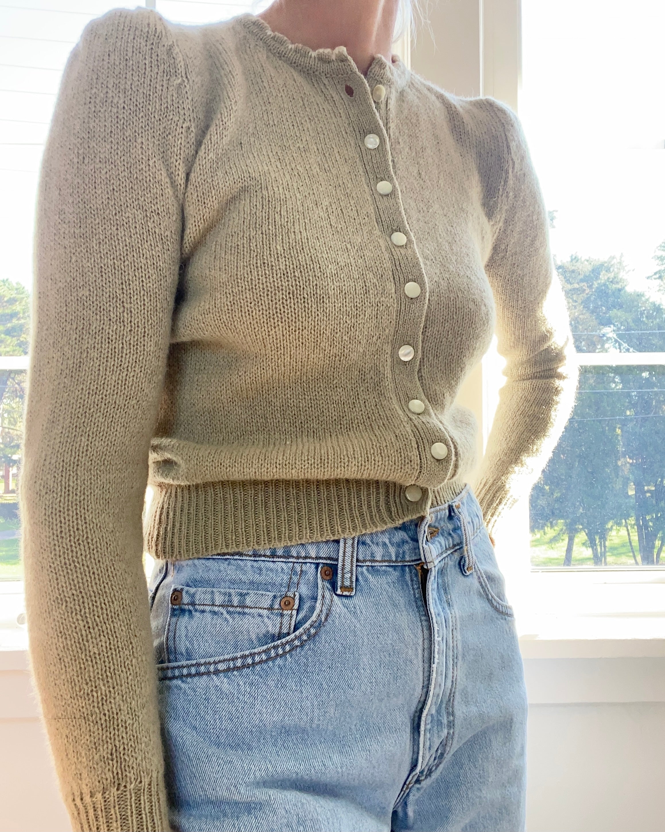 Vintage Tyrolean Style Sage Cardigan S