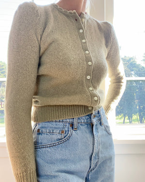 Vintage Tyrolean Style Sage Cardigan S