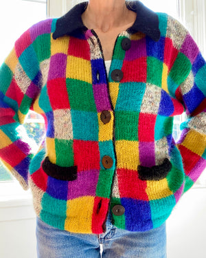 VINTAGE Checkered  Multi Color Cardigan
