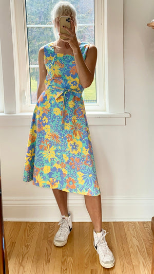 Vintage 1960s Ruth Clarage Tropical Print Day Dress Made in Jamaica
