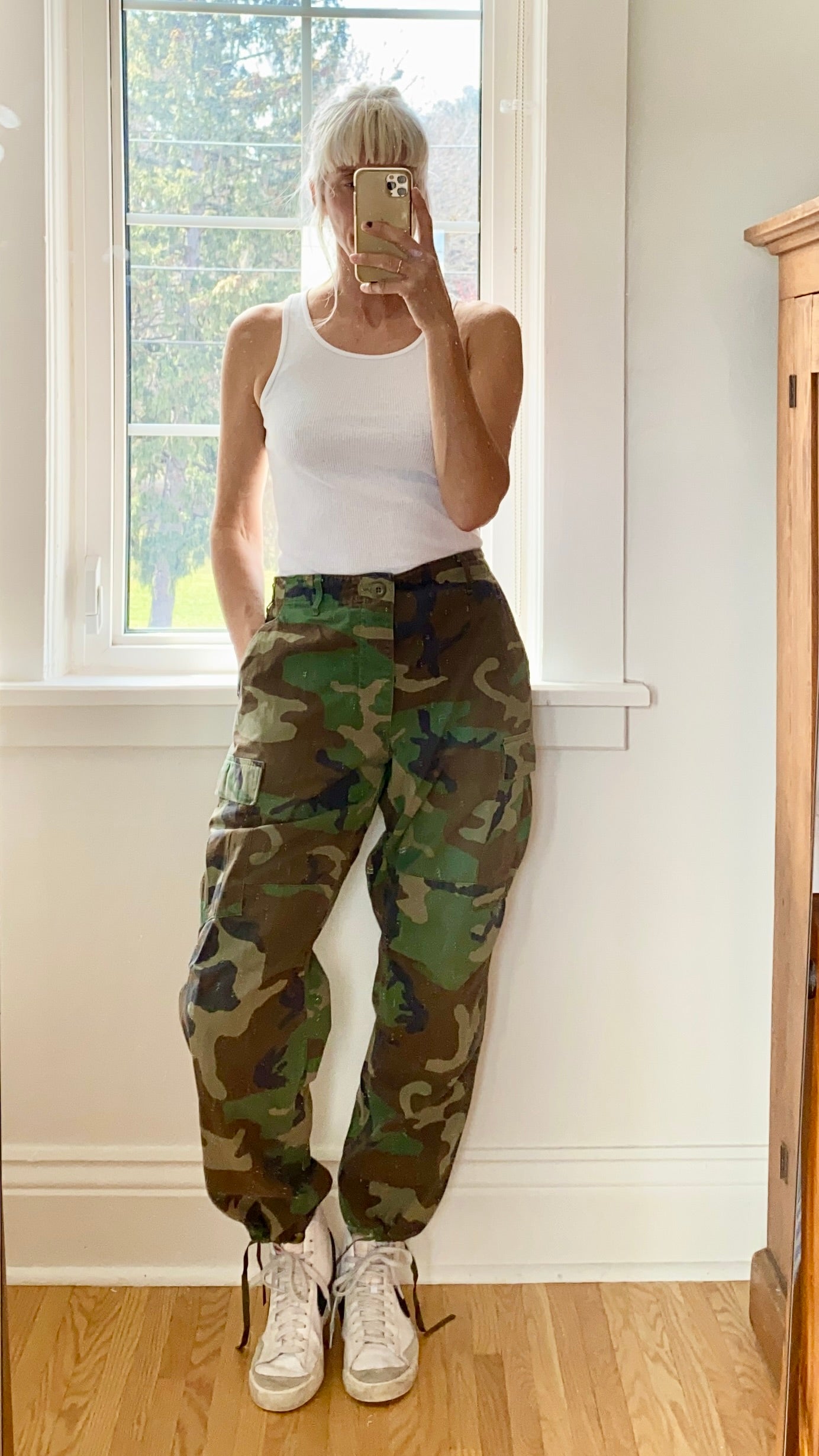 Vintage US Army Military Woodland Camouflage Cargo Pants Size 31