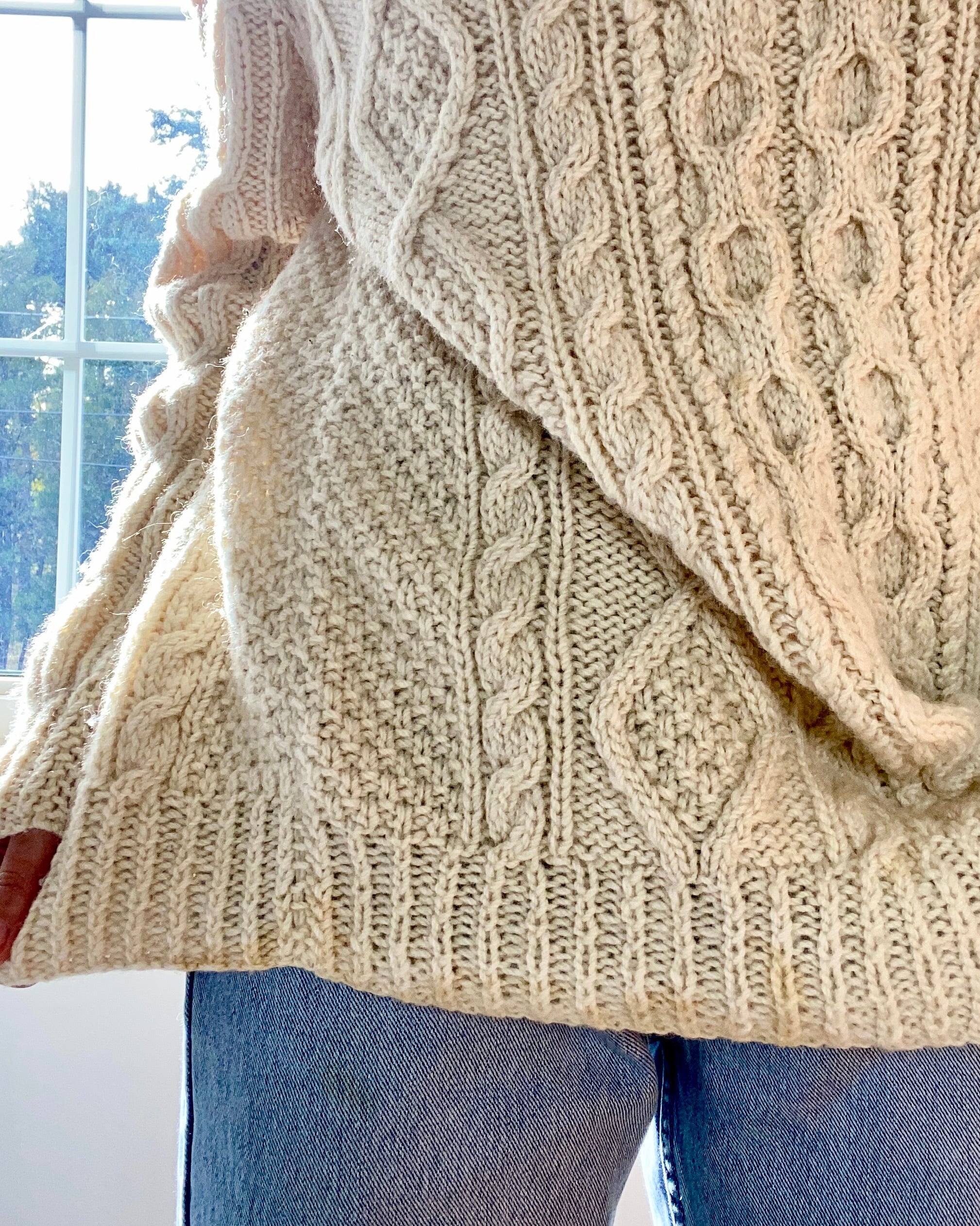 Vintage Handknit Cream Fisherman Cable Sweater