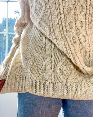Vintage Handknit Cream Fisherman Cable Sweater