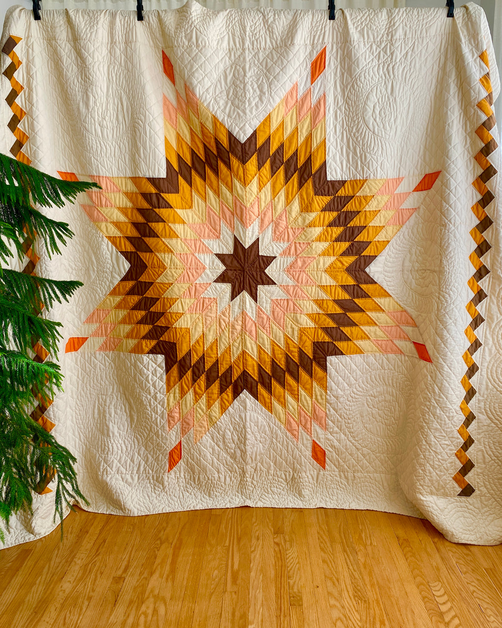 Vintage 1970s Star Patchwork Quilt