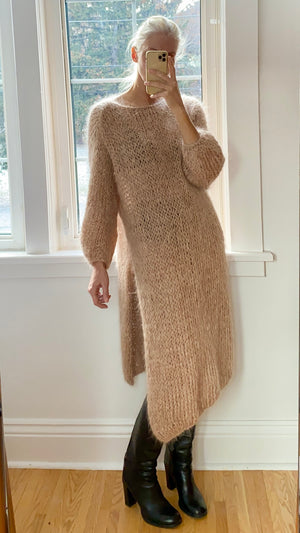 BOZIDARA Hand Knit Taupe Dress Tunic One Size