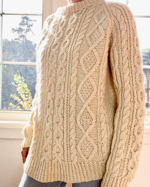 Vintage Handknit Cream Fisherman Cable Sweater