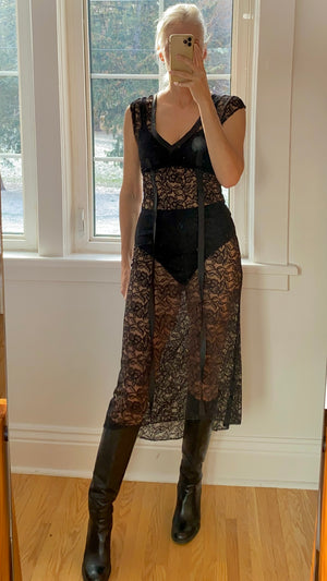 VINTAGE 1990s Black Lace Dress