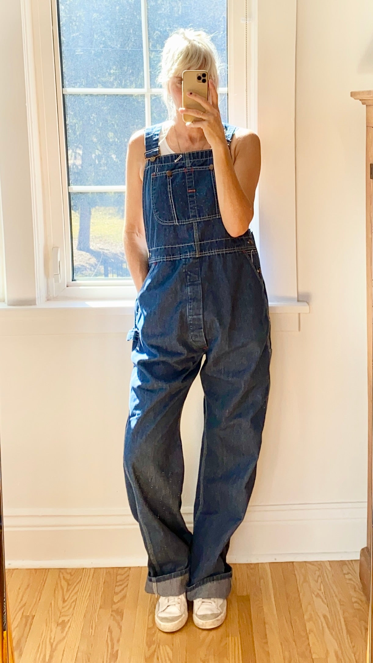 Vintage Big Mac Denim Carpenter Overalls Dark Blue Wash Size L