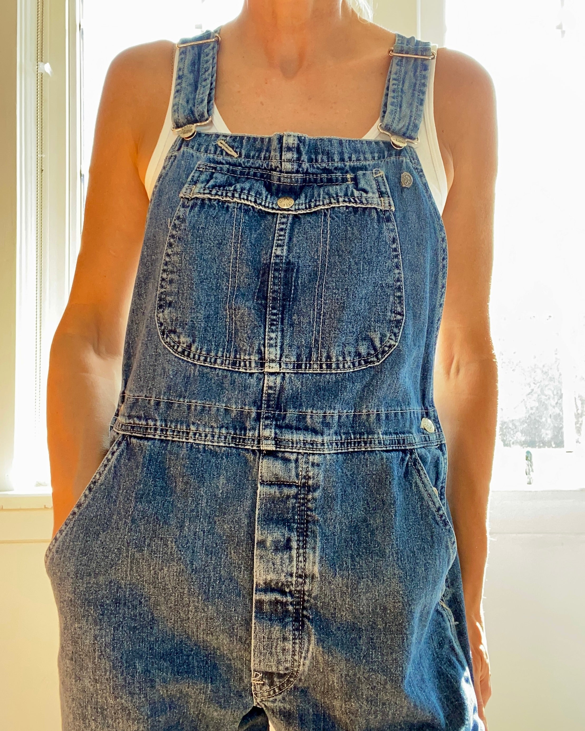 Vintage Riveted Lee Denim Carpenter Overalls Medium Wash Size M