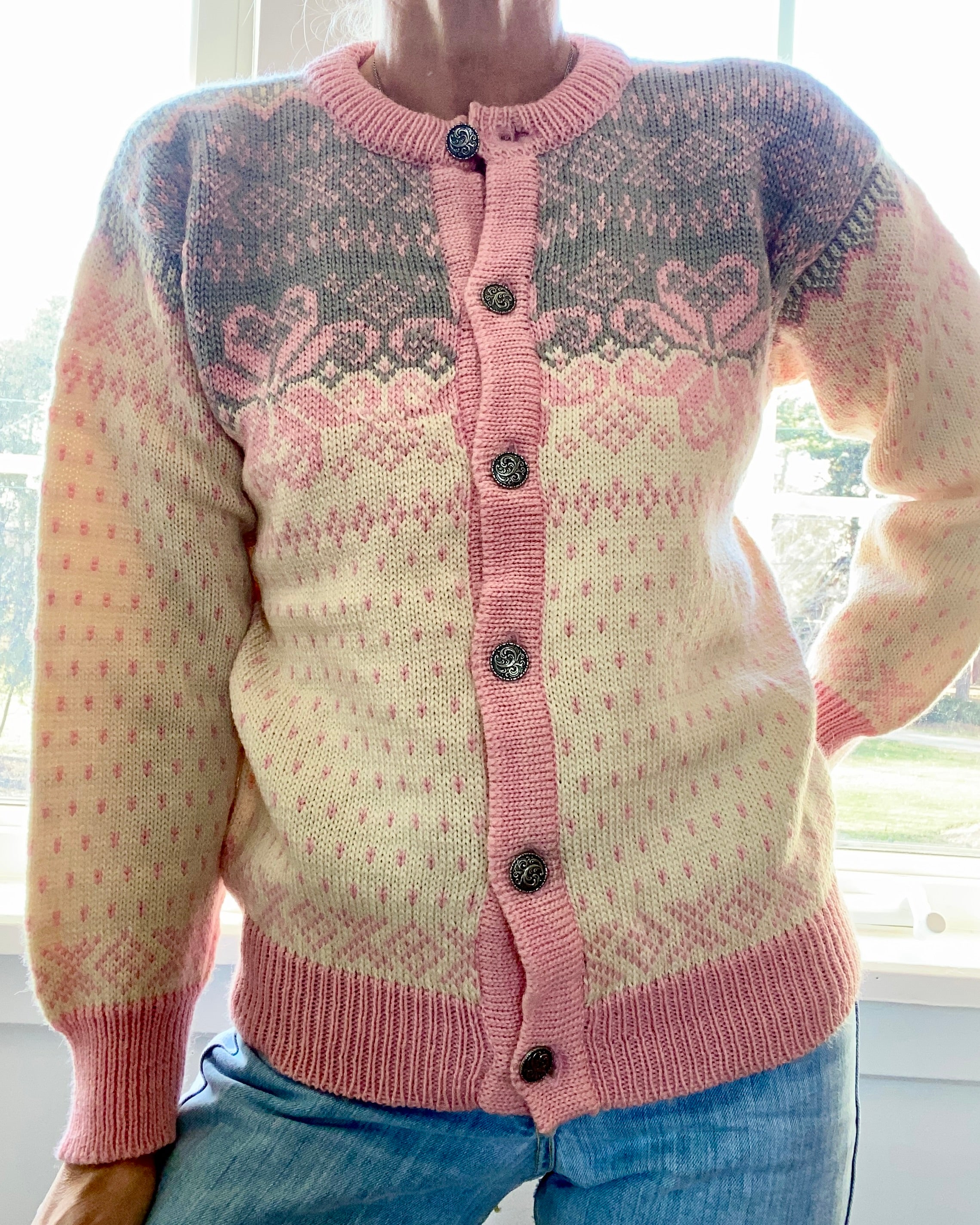 Vintage DALE of Norway Norwegian Fair Isle Cardigan Sweater M