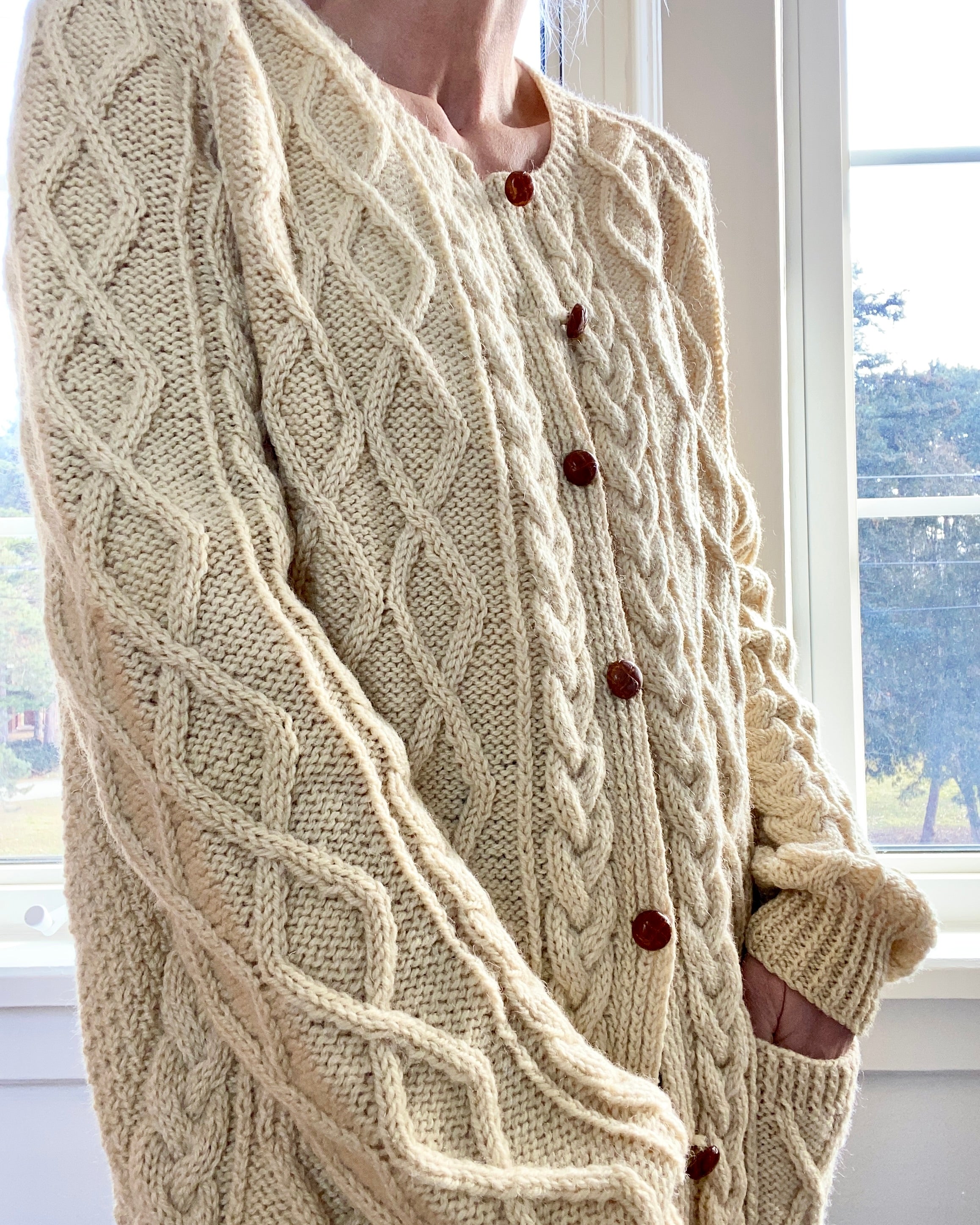 VINTAGE Fisherman Cable Wool Cardigan
