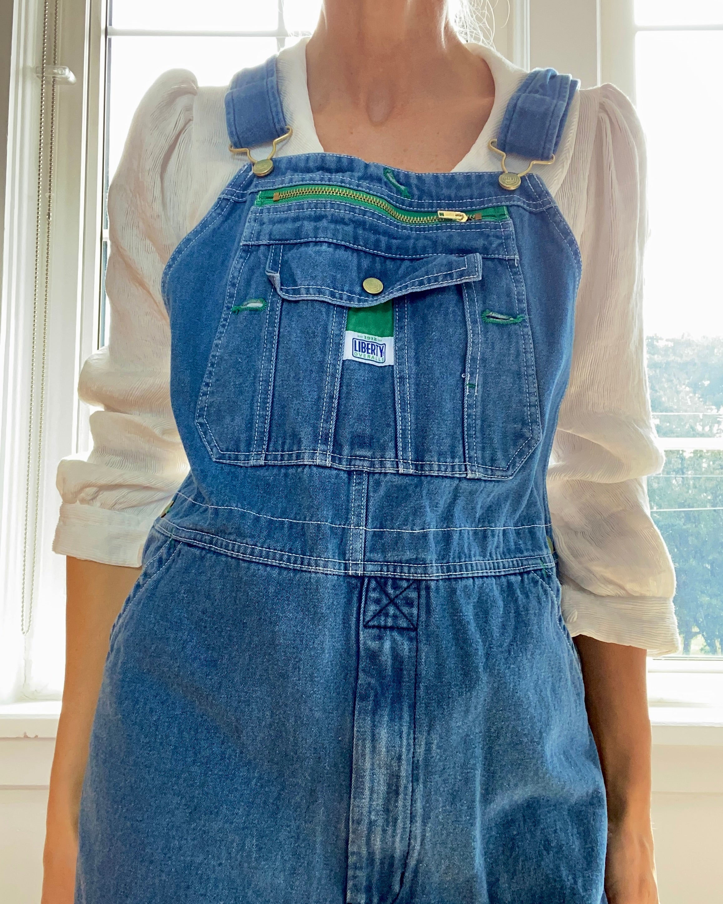 Vintage Liberty Denim Carpenter Overalls Medium Blue Wash Size L XL