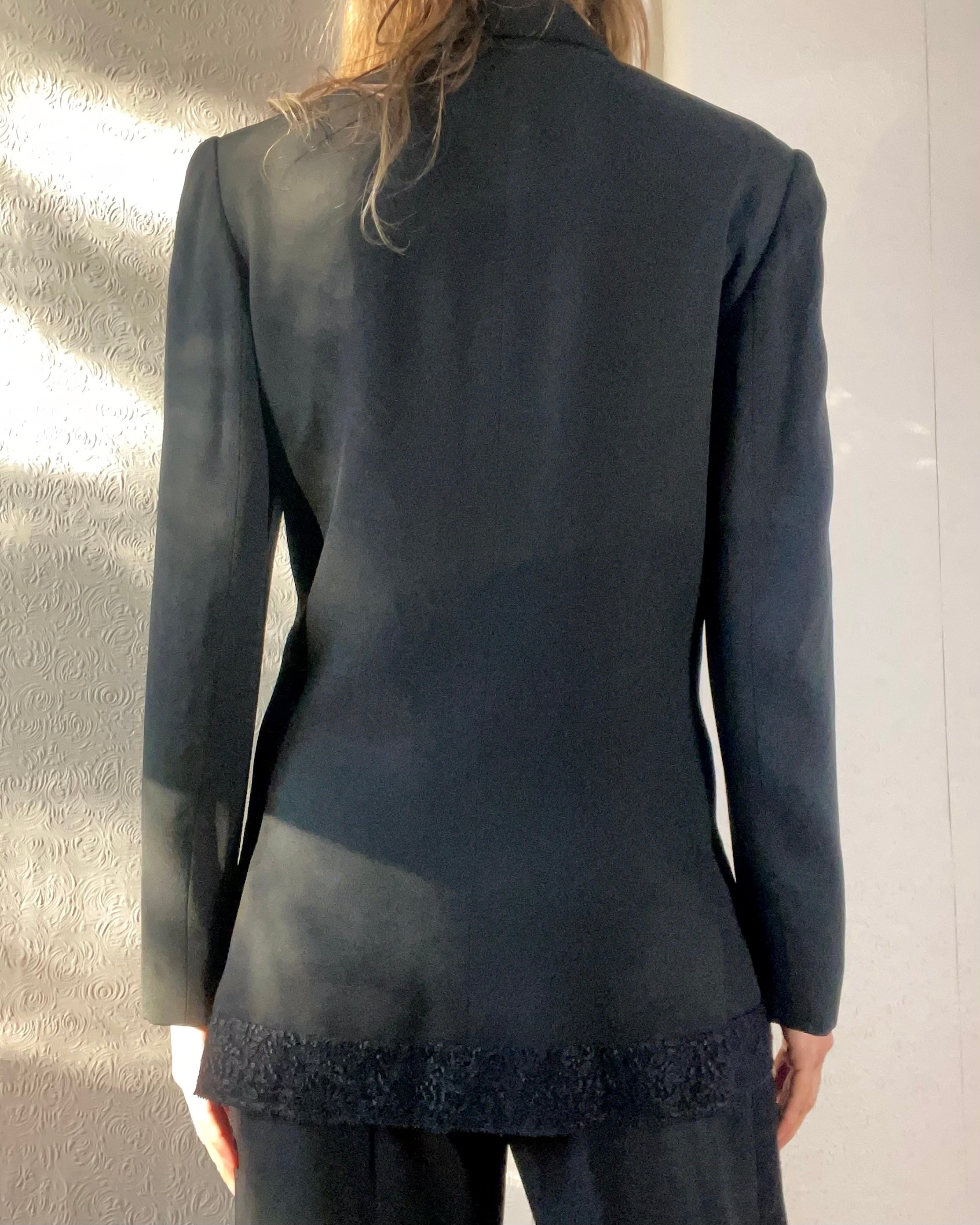Vitange CHRISTIAN DIOR Black Crepe and Lace Tuxedo Suit Size 44 France 12 USA