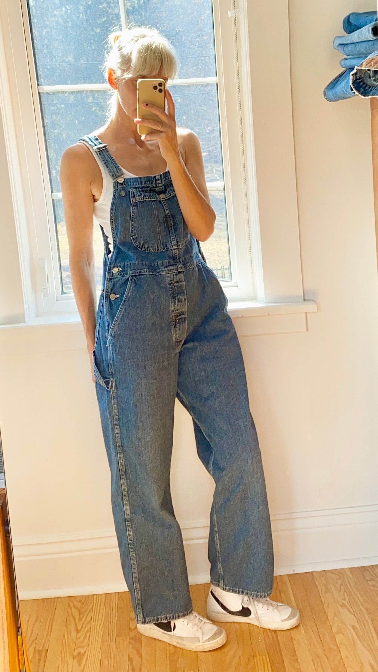 Vintage Riveted Lee Denim Carpenter Overalls Medium Wash Size M