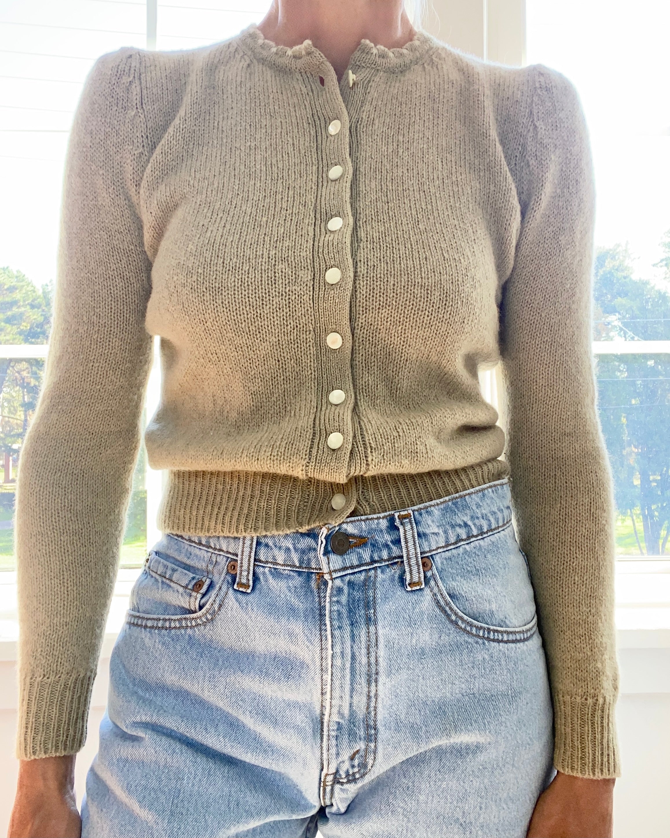 Vintage Tyrolean Style Sage Cardigan S