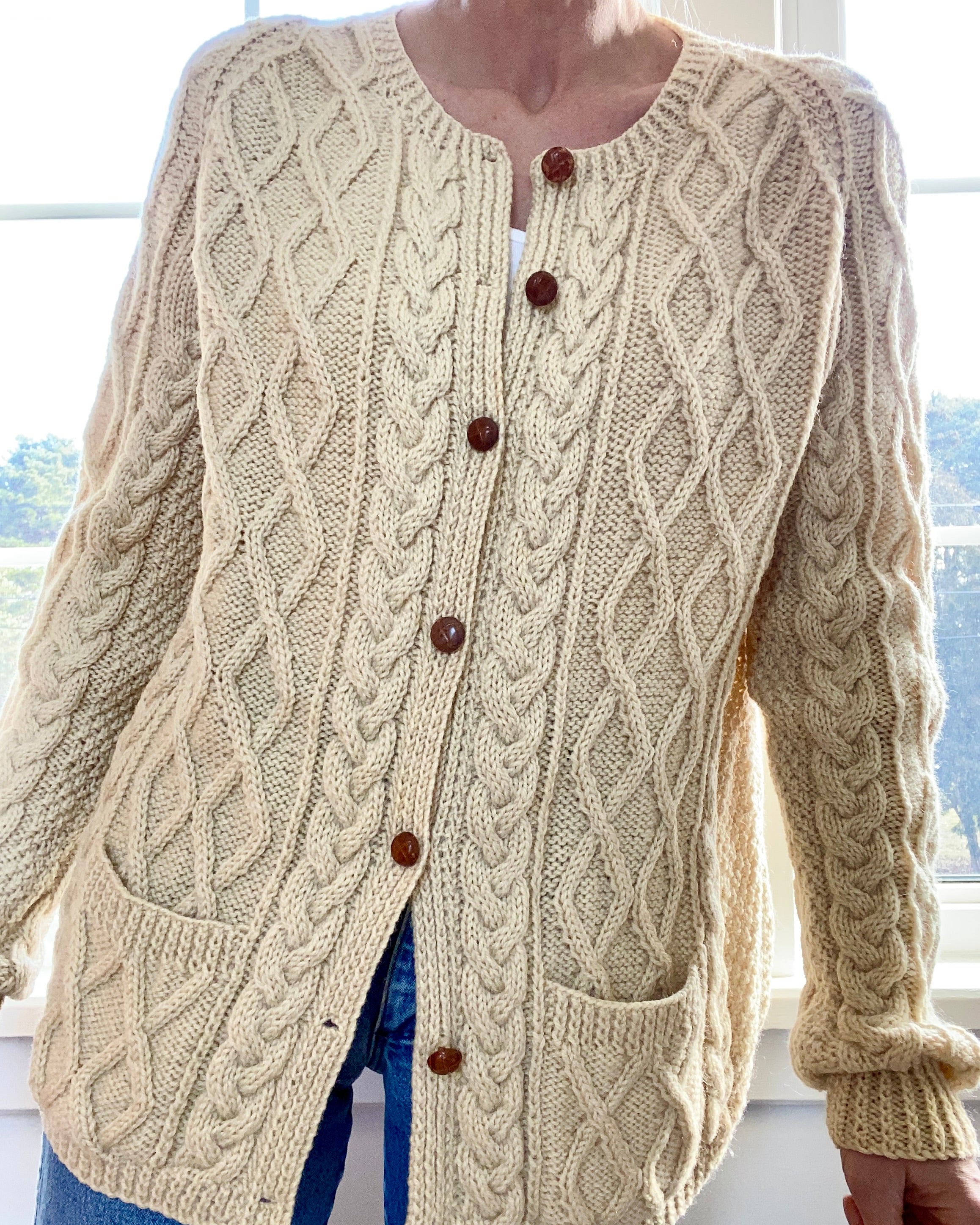 VINTAGE Fisherman Cable Wool Cardigan
