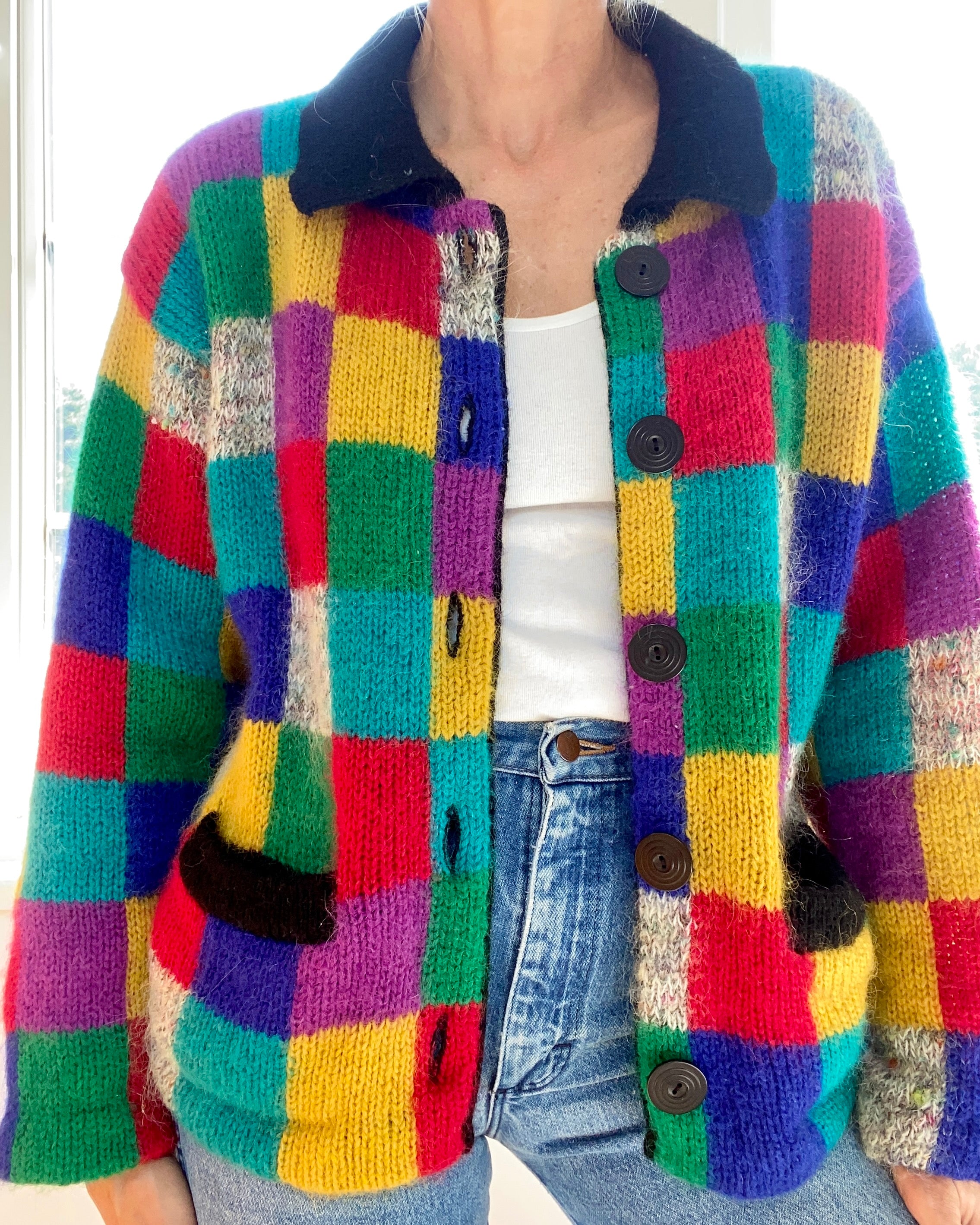 VINTAGE Checkered  Multi Color Cardigan