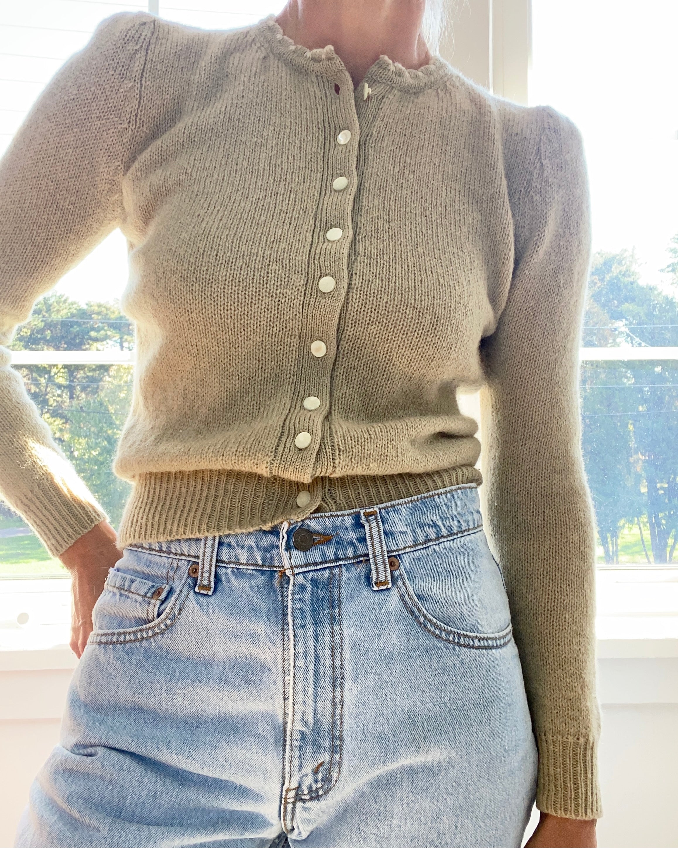 Vintage Tyrolean Style Sage Cardigan S