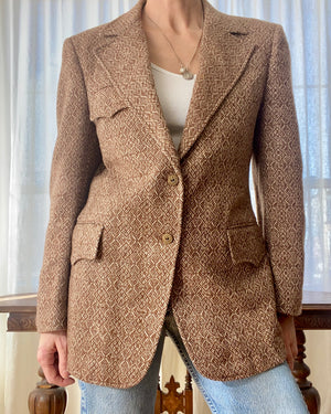 Vintage 1950s Brown Wool Tweed Blazer Jacket