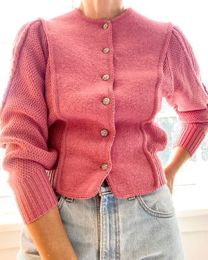 Vintage Austrian Folk Wool Cardigan