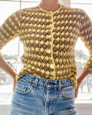 VINTAGE 1950s Granny Stripe Crochet Cardigan