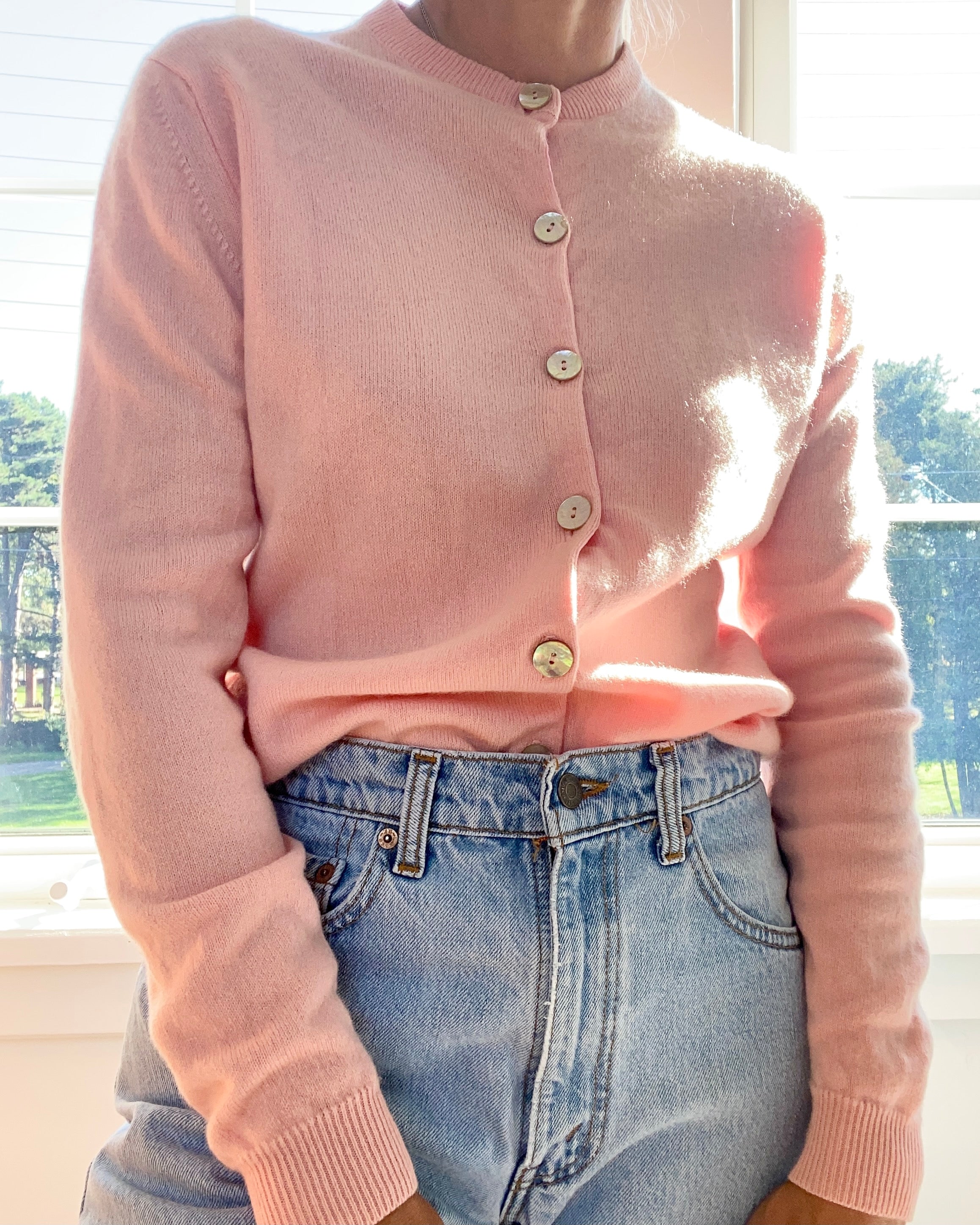 Vintage JACQUES DE LOUX Pink Cashmere Cardigan