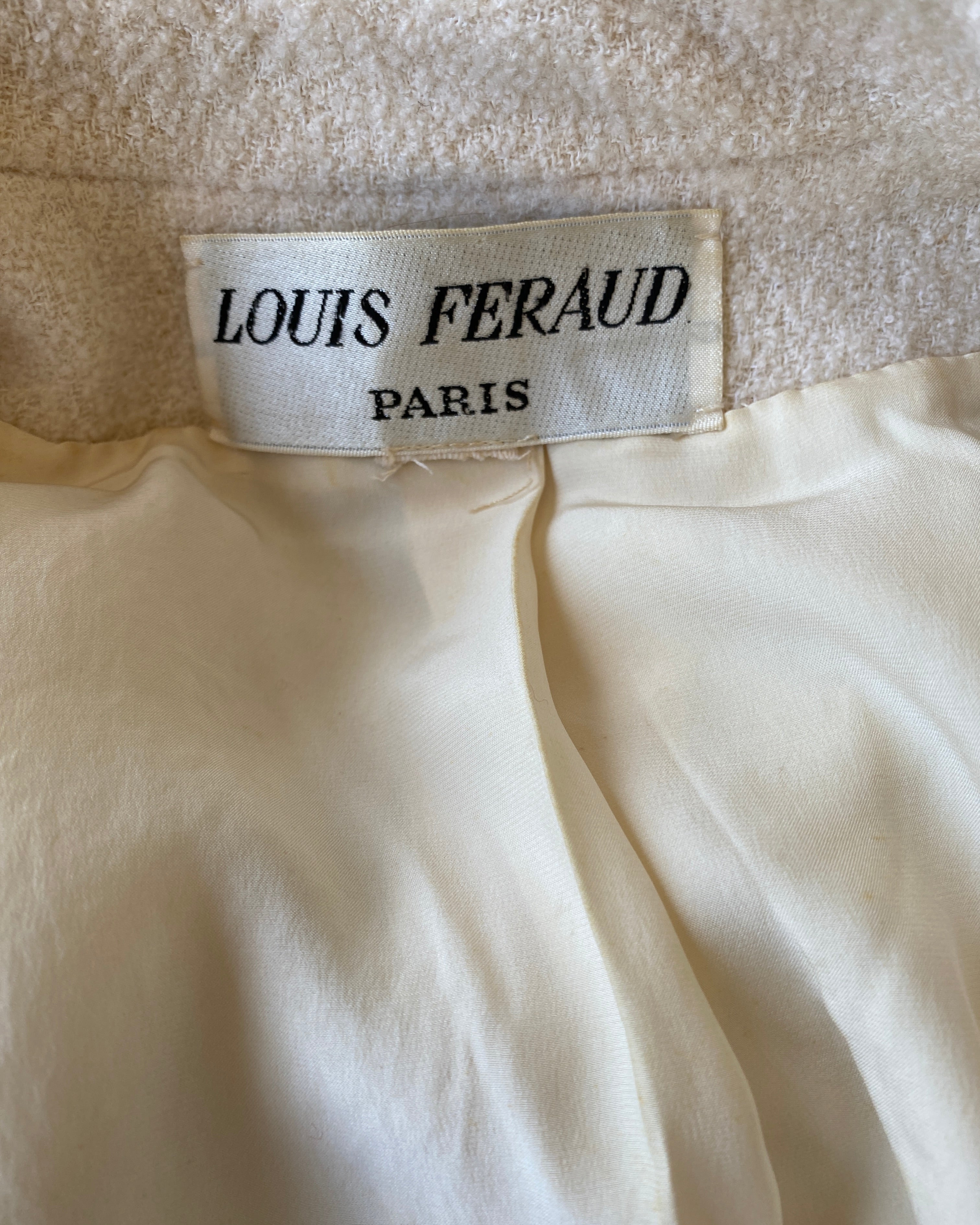 Vintage 1980s Louis Feraud HAUTE COUTURE Cream Boucle Beaded Blazer Jacket Made in Paris 6