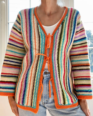 VINTAGE 1970s Bell Sleeve Stripe Surfer Cardigan