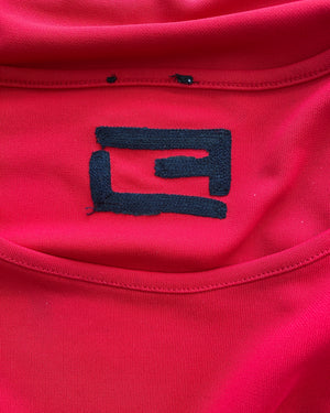 Vintage 1990s Louis Feraud Red Matte Jersey Bell sleeve Tee M