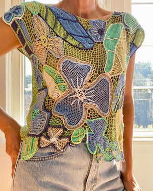 VINTAGE Crochet Botanical Motif Top