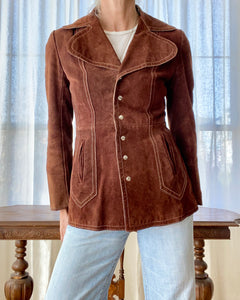 Vintage 1960s Janice Rust Suede Snap Blazer Jacket