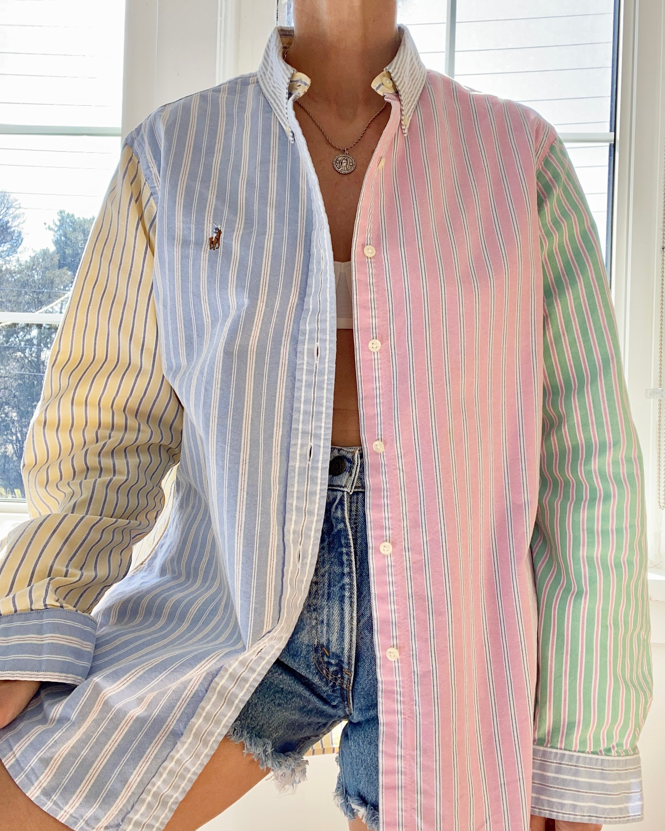 Vintage Ralph Lauren Mens Oxford Multi Stripe Shirt