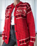 Vintage Dale of Norway Ski Setesdal Red Sweater Cardigan M L