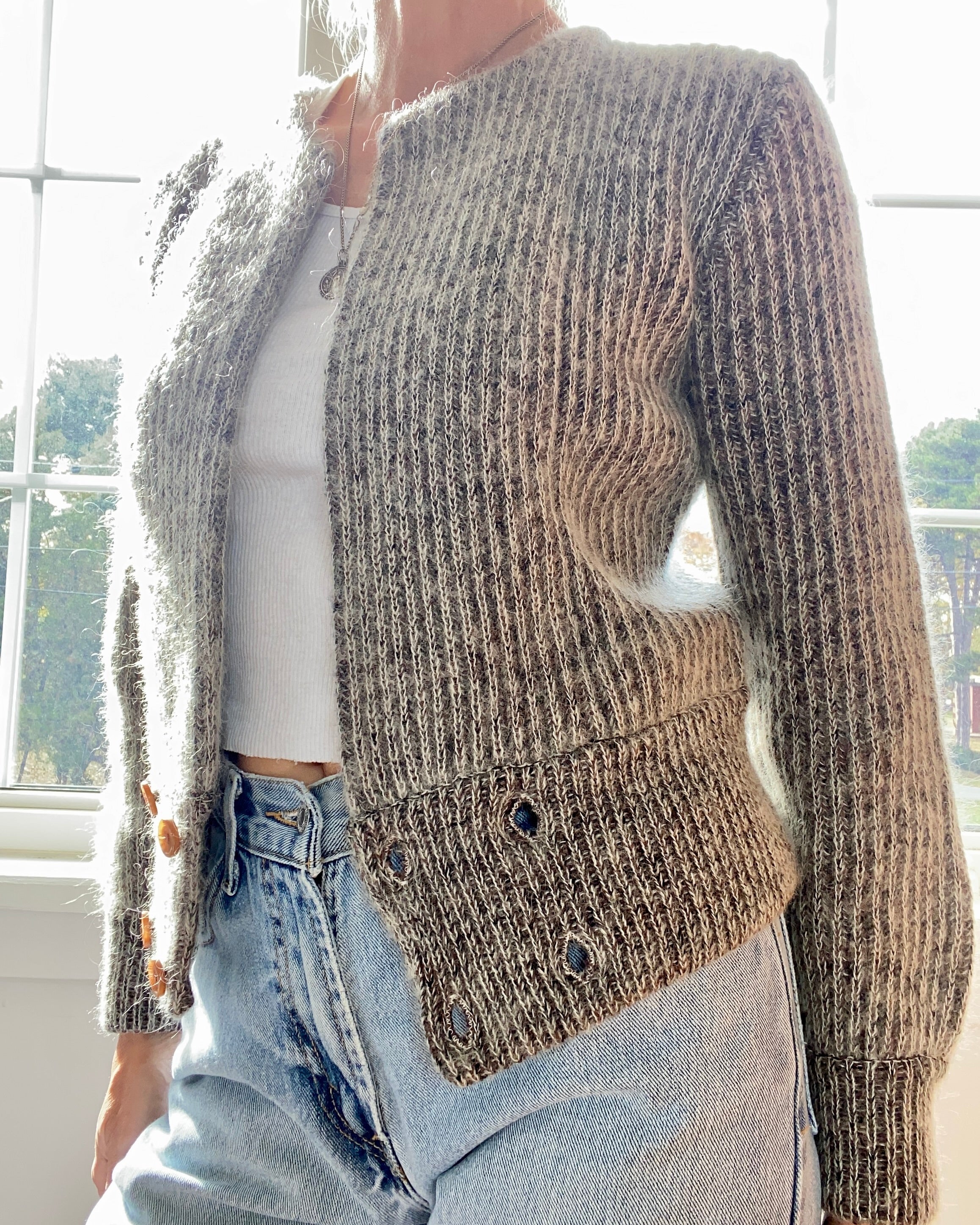 Vintage Rib Mohair Rib Melange Jacket Cardigan Sweater